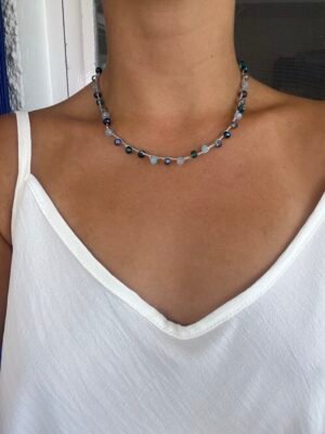 Collar Curt en plateado y azules