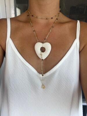 Collar Volta en tonos marrones con piedra corazón