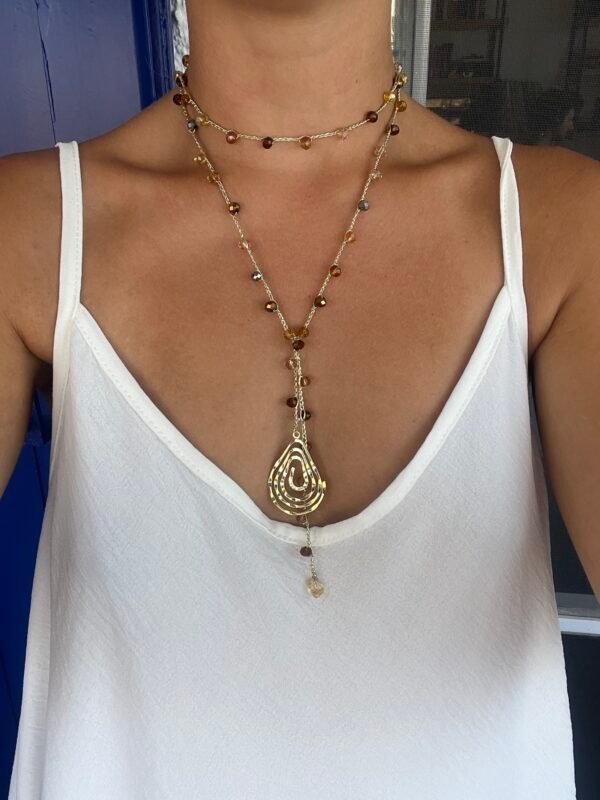 Collar Volta en tonos marrones y pieza geométrica
