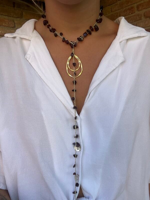 img_9818 Collar Volta con obsidiana caoba y colgante dorado