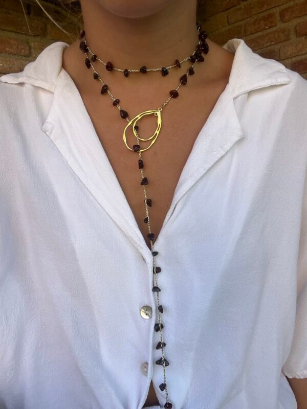 img_9820 Collar Volta con obsidiana caoba y colgante dorado