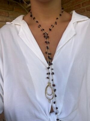 img_9822 Collar Volta con obsidiana caoba y colgante dorado