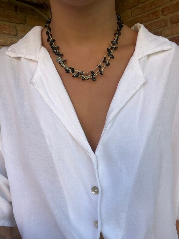 Collar Múltiple con nácar negro y colgante desmontable