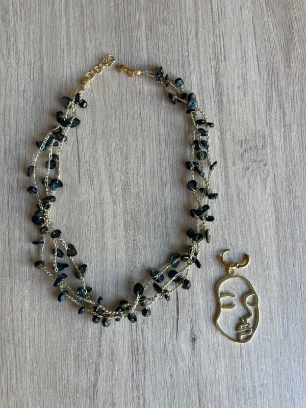 Collar Múltiple con nácar negro y colgante desmontable